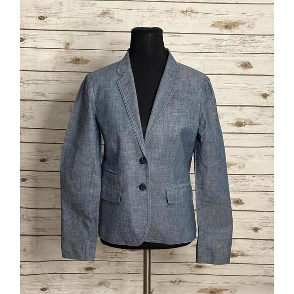 J. Crew Jackets & Blazers - J. Crew classic preppy cotton chambray single-breasted 'Schoolboy' blazer Size 2